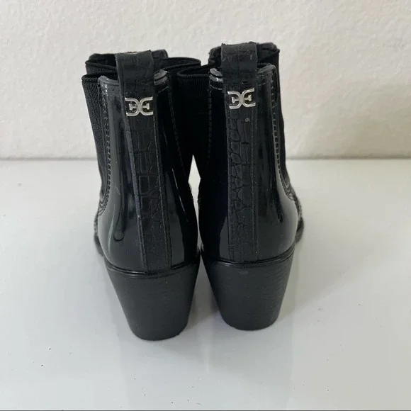 Sam Edelman Pointed Toe Western Bootie Rubber Rain Boot Size 6 Black - Picture 4 of 9